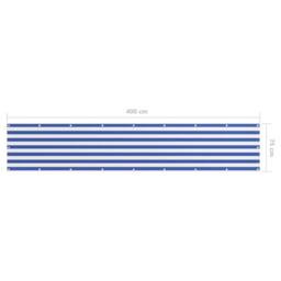 Berkfield Home Balcony Screen White & Blue 75x400 cm Oxford Fabric - thumbnail 5