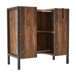 Living and Home Double Door U-Shaped Bathroom Under Sink Cabinet in Brown - thumbnail 5