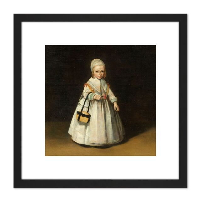 Artery8 Ter Borch Helena Van Der Schalcke Child Painting 8X8 Inch Square Wooden Framed Wall Art Print Picture with Mount in Black - image 1