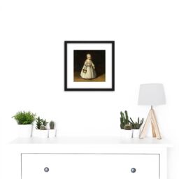 Artery8 Ter Borch Helena Van Der Schalcke Child Painting 8X8 Inch Square Wooden Framed Wall Art Print Picture with Mount in Black - thumbnail 2