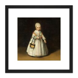 Artery8 Ter Borch Helena Van Der Schalcke Child Painting 8X8 Inch Square Wooden Framed Wall Art Print Picture with Mount in Black - thumbnail 1