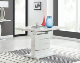 FurnitureboxUK Renato 120cm 4 / 6 Seat Modern High Gloss Extending Dining Table in White - thumbnail 2