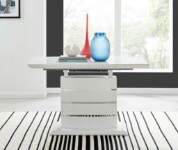 FurnitureboxUK Renato 120cm 4 / 6 Seat Modern High Gloss Extending Dining Table in White