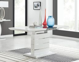 FurnitureboxUK Renato 120cm 4 / 6 Seat Modern High Gloss Extending Dining Table in White - thumbnail 4