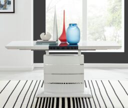 FurnitureboxUK Renato 120cm 4 / 6 Seat Modern High Gloss Extending Dining Table in White - thumbnail 3