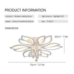 NIVOR Dimmable 6-Head Flower Acrylic Crystal LED Ceiling Light with Remote in White - thumbnail 2