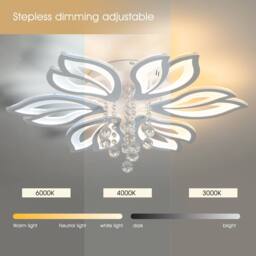 NIVOR Dimmable 6-Head Flower Acrylic Crystal LED Ceiling Light with Remote in White - thumbnail 4
