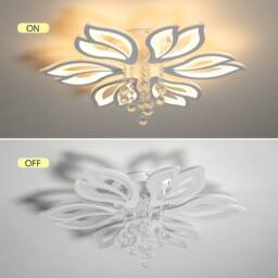 NIVOR Dimmable 6-Head Flower Acrylic Crystal LED Ceiling Light with Remote in White - thumbnail 3