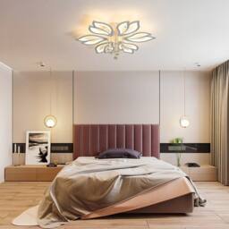 NIVOR Dimmable 6-Head Flower Acrylic Crystal LED Ceiling Light with Remote in White - thumbnail 5