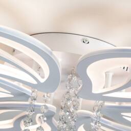 NIVOR Dimmable 6-Head Flower Acrylic Crystal LED Ceiling Light with Remote in White - thumbnail 8