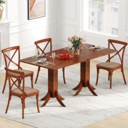 "Gymax 33"" Wooden Kitchen Table Square Dining Table With Pedestal Base in Dark Brown" - thumbnail 8