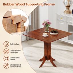 "Gymax 33"" Wooden Kitchen Table Square Dining Table With Pedestal Base in Dark Brown" - thumbnail 5