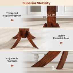 "Gymax 33"" Wooden Kitchen Table Square Dining Table With Pedestal Base in Dark Brown" - thumbnail 7