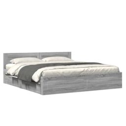 Berkfield Home Bed Frame with Headboard without Mattress Grey Sonoma 180x200 cm Super King - thumbnail 2
