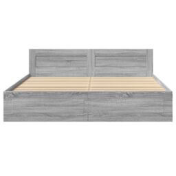 Berkfield Home Bed Frame with Headboard without Mattress Grey Sonoma 180x200 cm Super King - thumbnail 5
