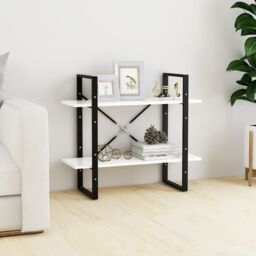 Berkfield Home 2-Tier Book Cabinet White 80x30x70 cm Engineered Wood - Size: 80 x 30 x 70 cm - thumbnail 1