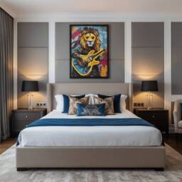 HOME LUXE INTERIOR Rock Star Lion Guitarist Neon LED Wall Art - 40x60cm Canvas USB - Size: 40x60 cm - thumbnail 6