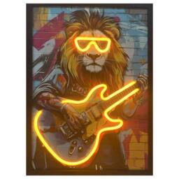 HOME LUXE INTERIOR Rock Star Lion Guitarist Neon LED Wall Art - 40x60cm Canvas USB - Size: 40x60 cm - thumbnail 8
