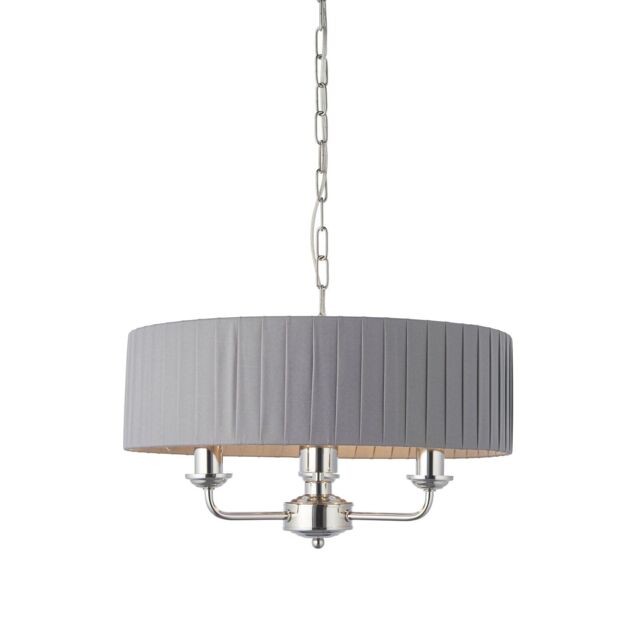 Loops Ceiling Pendant Light - Bright Nickel & Charcoal Fabric - 3 x 40W E14 - e10234 in Metallics - image 1