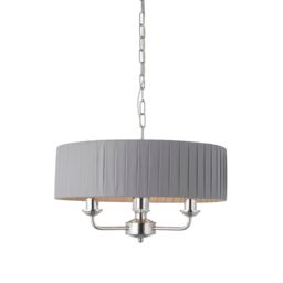 Loops Ceiling Pendant Light - Bright Nickel & Charcoal Fabric - 3 x 40W E14 - e10234 in Metallics