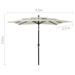Berkfield Home 3-Tier Parasol with Aluminium Pole Sand 2.5x2.5 m in Beige - thumbnail 8