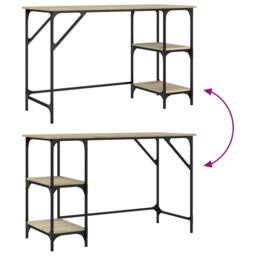 Berkfield Home Decorative Desk Sonoma Oak 120x50x75 cm Metal & Engineered Wood in Light Tan - Size: 120 x 50 x 75 cm - thumbnail 8