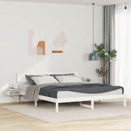 Berkfield Home with Headboard White 200 x 200 cm Solid pine wood - thumbnail 1