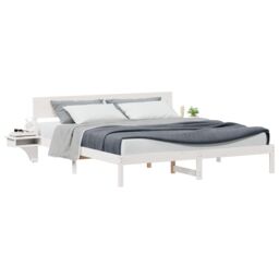 Berkfield Home with Headboard White 200 x 200 cm Solid pine wood - thumbnail 3