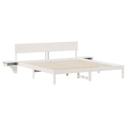 Berkfield Home with Headboard White 200 x 200 cm Solid pine wood - thumbnail 2