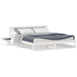 Berkfield Home with Headboard White 200 x 200 cm Solid pine wood - thumbnail 4