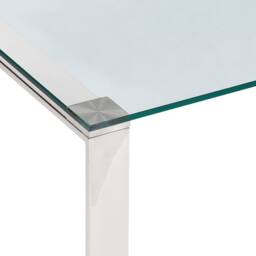 Wyld and Coco Console Table Tempered Glass Top Polished Stainless Steel in Silver - thumbnail 5