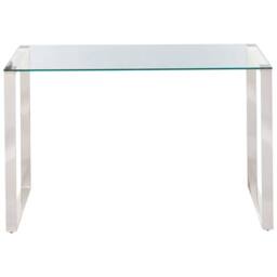 Wyld and Coco Console Table Tempered Glass Top Polished Stainless Steel in Silver - thumbnail 4