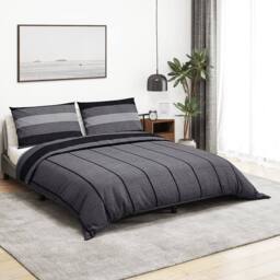 Berkfield Home Elegant Duvet Cover Set Dark Grey 155x220 cm Cotton - thumbnail 2