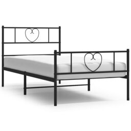 Berkfield Home Metal Bed Frame with Headboard & Footboard Black 75x190 cm Small Single - thumbnail 2