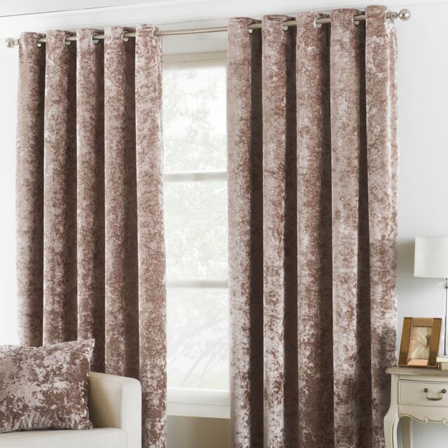 Paoletti Verona Crushed Velvet Eyelet Curtains in Off-White - Size: 229 cm width x 229 cm drop - image 1