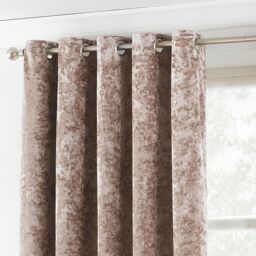 Paoletti Verona Crushed Velvet Eyelet Curtains in Off-White - Size: 229 cm width x 229 cm drop - thumbnail 2