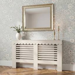 OHS Scallop Radiator Cover Engineered Wood Sideboard Shelf in Cream - Size: Medium - thumbnail 1