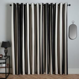 OHS Stripe Blackout Eyelet Curtains Thermal Pair of Ring Top Panels in White - Size: 168 cm width x 183 cm drop - thumbnail 5