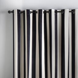 OHS Stripe Blackout Eyelet Curtains Thermal Pair of Ring Top Panels in White - Size: 168 cm width x 183 cm drop - thumbnail 6