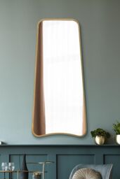 MirrorOutlet Gold Metal Trapezoid Shape Framed Wall Mirror (122CM X 58CM) - Size: 1 Pack - thumbnail 1