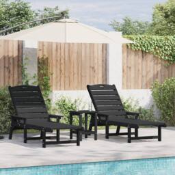 Berkfield Home Sun Loungers 2 pcs Black 162x53x98, 5 cm HDPE - thumbnail 1