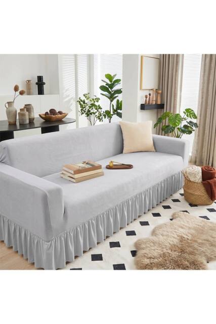 Living and Home Soft High Stretch Full-Coverage Couch Cover Sofa Cover in Light Grey - Size: Extra Large - image 1