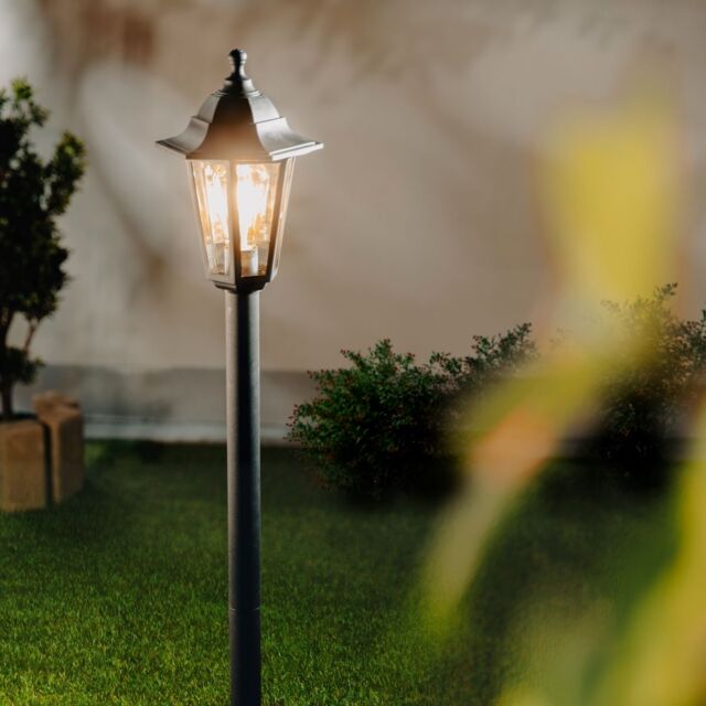 CGC Lighting 'Yasmin' Black Outdoor Traditional Lantern Style Tall Post Light - image 1