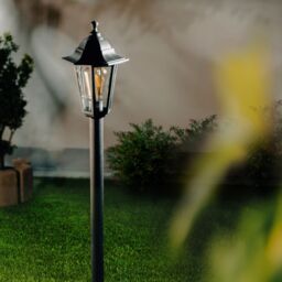 CGC Lighting 'Yasmin' Black Outdoor Traditional Lantern Style Tall Post Light - thumbnail 4