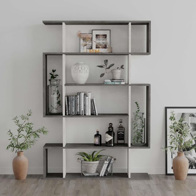 Decortie Mito' Modern Bookcase Shelving Unit Display Unit 161cm in Off-White - Size: 2 Pack - image 1