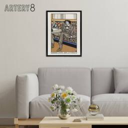 "Artery8 Viennese Cafe The Man of Letters Moriz Jung Framed Canvas Wall Art - Size: W24"" x H32""" - thumbnail 3