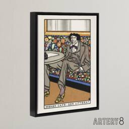 "Artery8 Viennese Cafe The Man of Letters Moriz Jung Framed Canvas Wall Art - Size: W24"" x H32""" - thumbnail 2