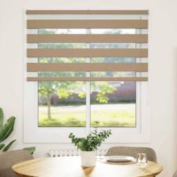 Berkfield Home Zebra Blind Sand Brown 120x100 cm Fabric Width 115.9 cm Polyester in Tan - thumbnail 2