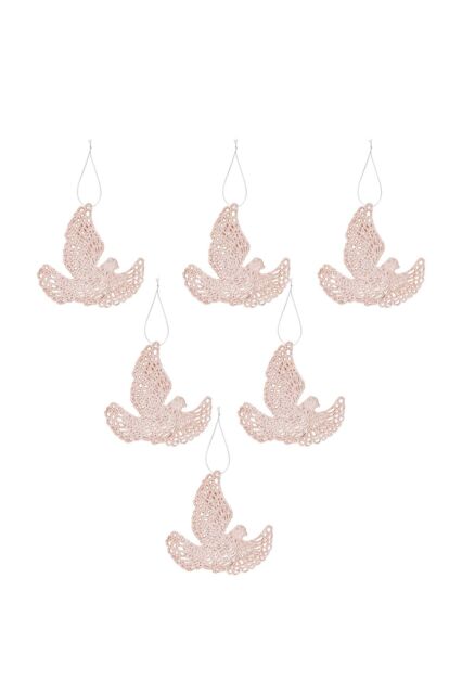 VFM e-Store Christmas Tree Decoration Hanging Glitter Dove 6 20x11. Rose Gold - image 1