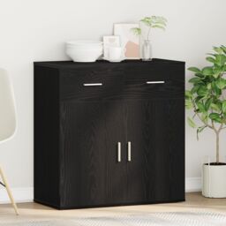 Berkfield Home Sideboard with Drawer with Shelf with Storage with Door Black oak Engineered wood - thumbnail 4